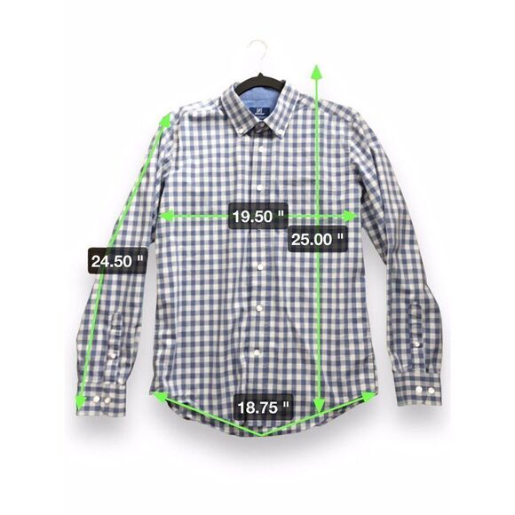 George Classic Fit Men’s Size Small (34-36) Gingham Gray Blue Button Down Shirt - Picture 16 of 16